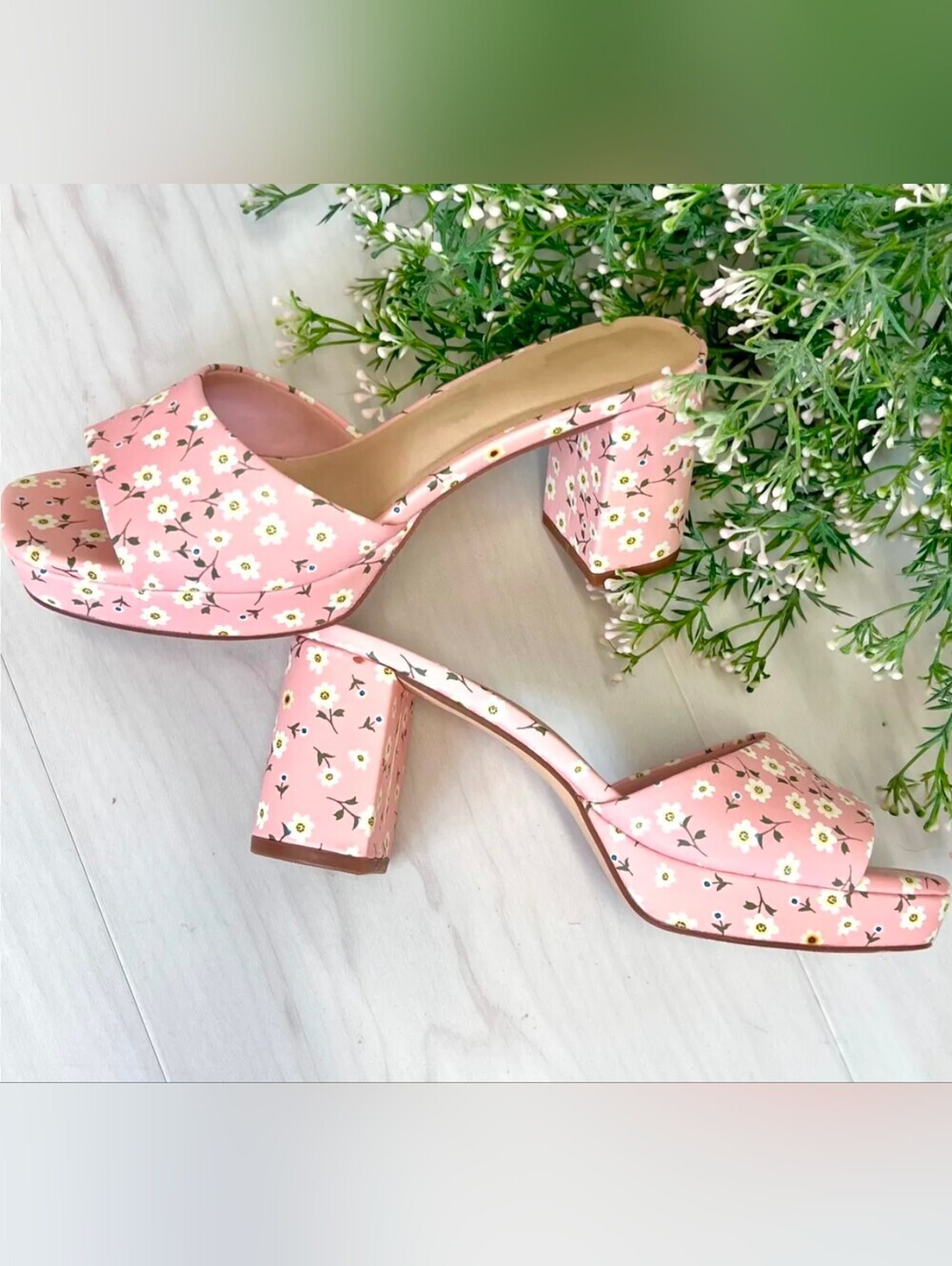 Chinese Laundry Tai Pink Flower Girl Floral Platform Sandals Mules Size 7